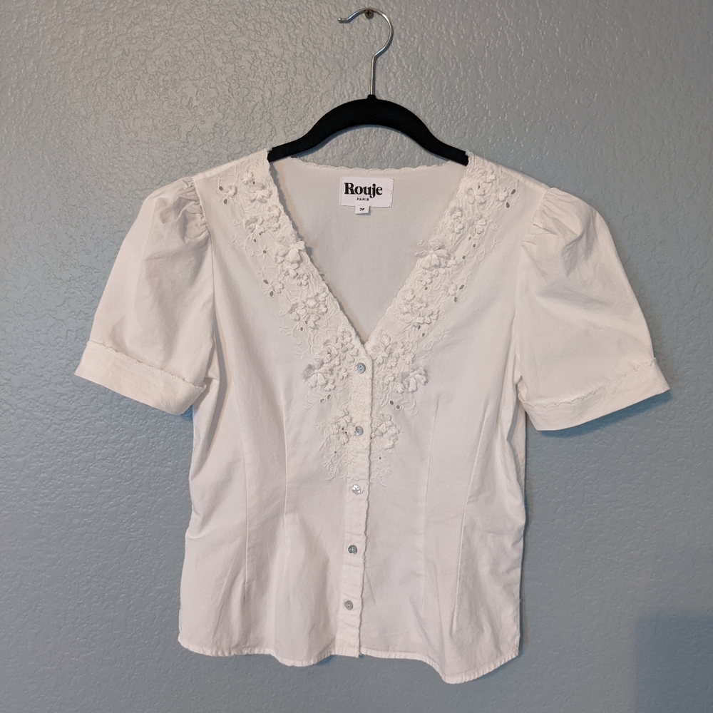 Rouje Cotton Embroidered Blouse, 36